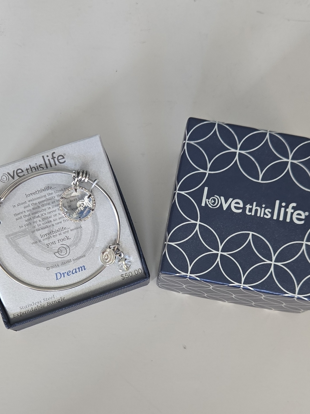 Silver 'Dream' Charm Bangle Bracelet